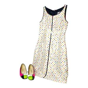Polkadot Confetti Rainbow Silk Sheath Dress 8 Contrast Event Wedding Retro 60s